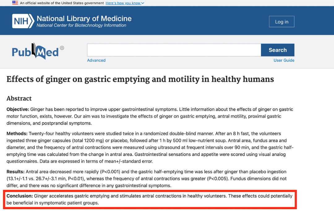 Ginger and gastric emptying study